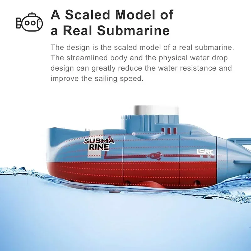 어린이용 고속 미니 RC 잠수함, 리모컨 보트, 방수 다이빙 장난감, 시뮬레이션 모델, 0.1 m/s 속도