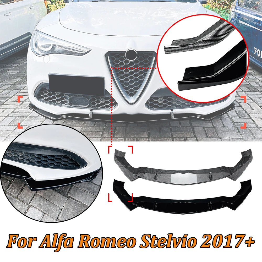 

Car Front Bumper Lip Splitter Diffuser ABS Body Kit For Alfa Romeo Stelyio 2017+ Cars Exterior Modification Accessories