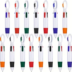 15 Pcs Retractable Shuttle Pens, 4 Count 4-in-1 Multicolor Ballpoint Pens 1.0mm Retractable Pens with Carabiner Clip Ballpoint G