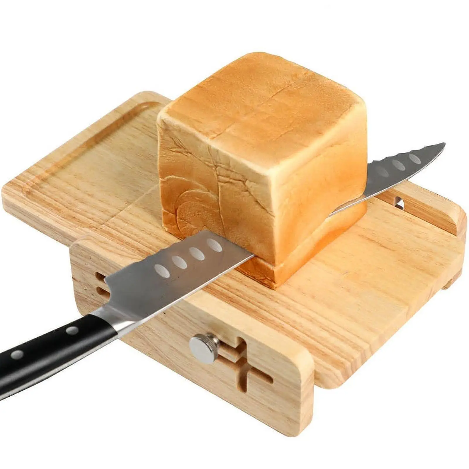 Bread Slicer Smoothly Compact with Crumb Tray Wooden Loaf Cutter Loaf Toast Slicing Guide for Cakes Bread Sourdough Bakery Toast