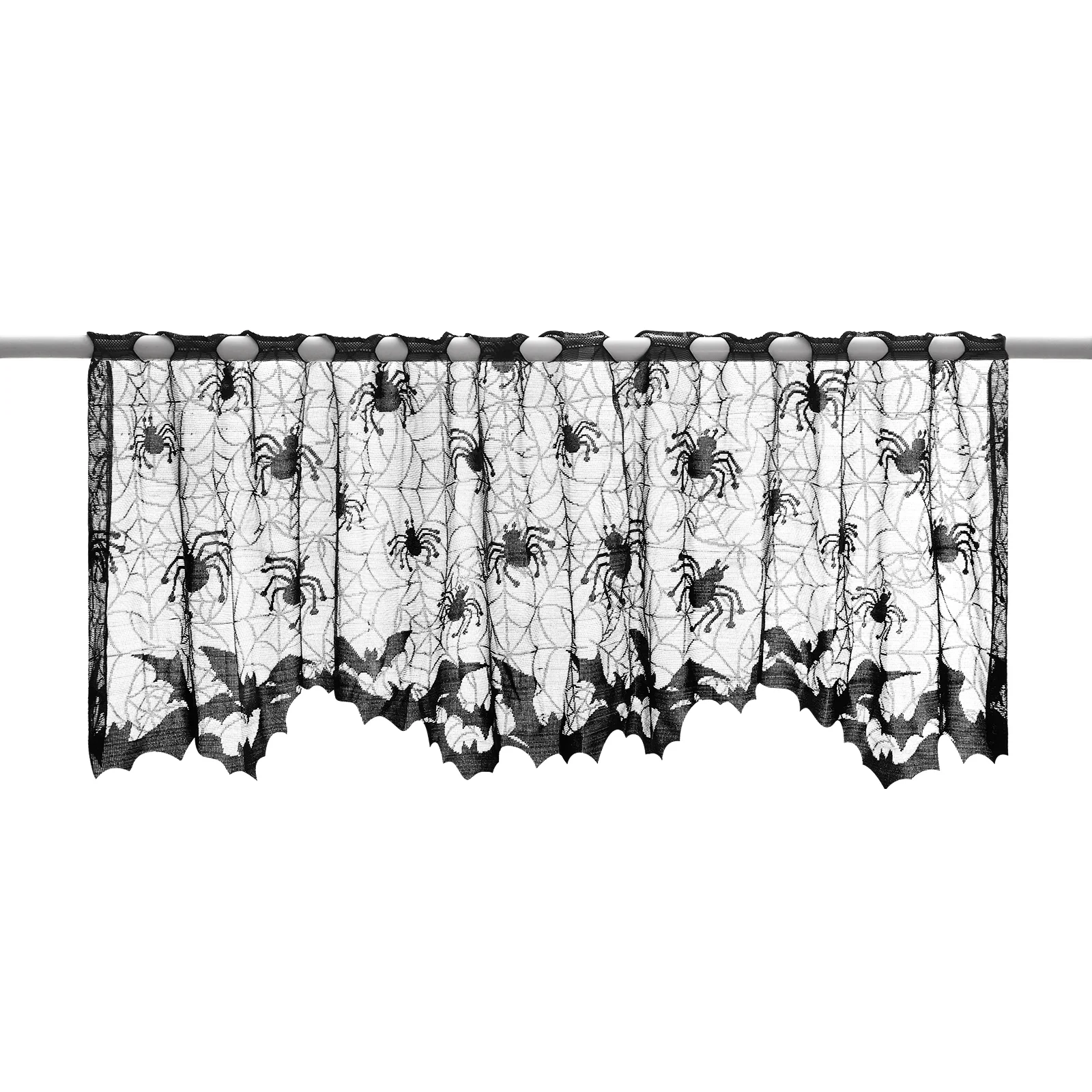 Halloween Curtain Window Curtains Lace Spider Fireplace Decor Black Cloth Door Kitchen Bats Web Spiderweb Spooky Goth For