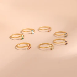 CARLIDANA Stainless Steel Colorful Square Zircon Ring for Woman Gold Color Simple Style Open Ring Fashion Jewelry Dropshipping