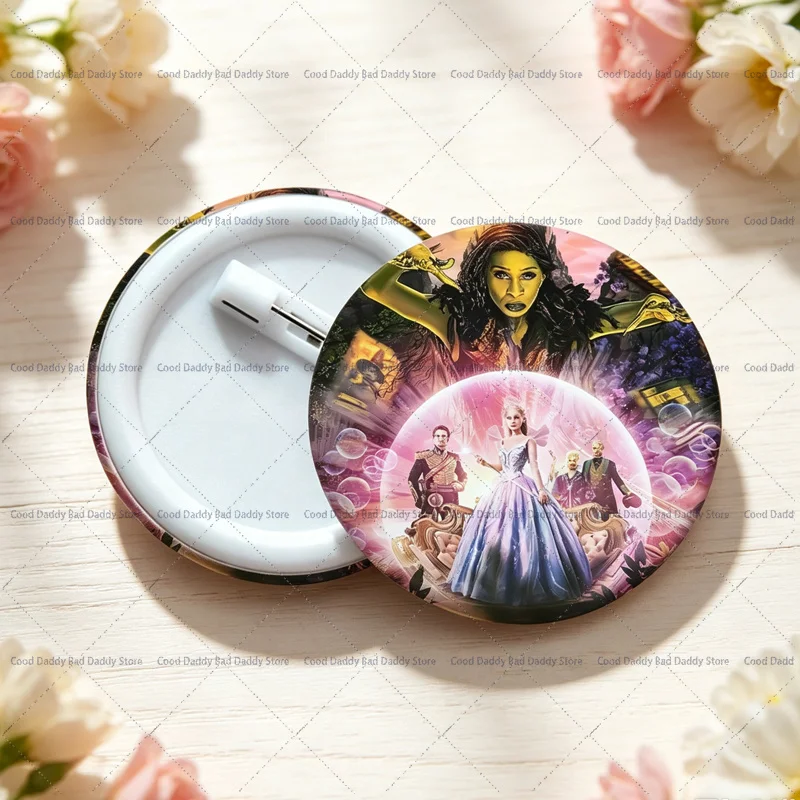 Cartoon Wicked Movie Princess Badge Round Button Brooch Pin Backpack Jacket Decor Collectible Souvenir Accessories Birthday Gift