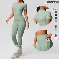 Women 2pcs Patchwork Sport Yoga Suit Women's Tracksuit Jacket Running Shirts Tummy Control Butt Lifting Gey Pants