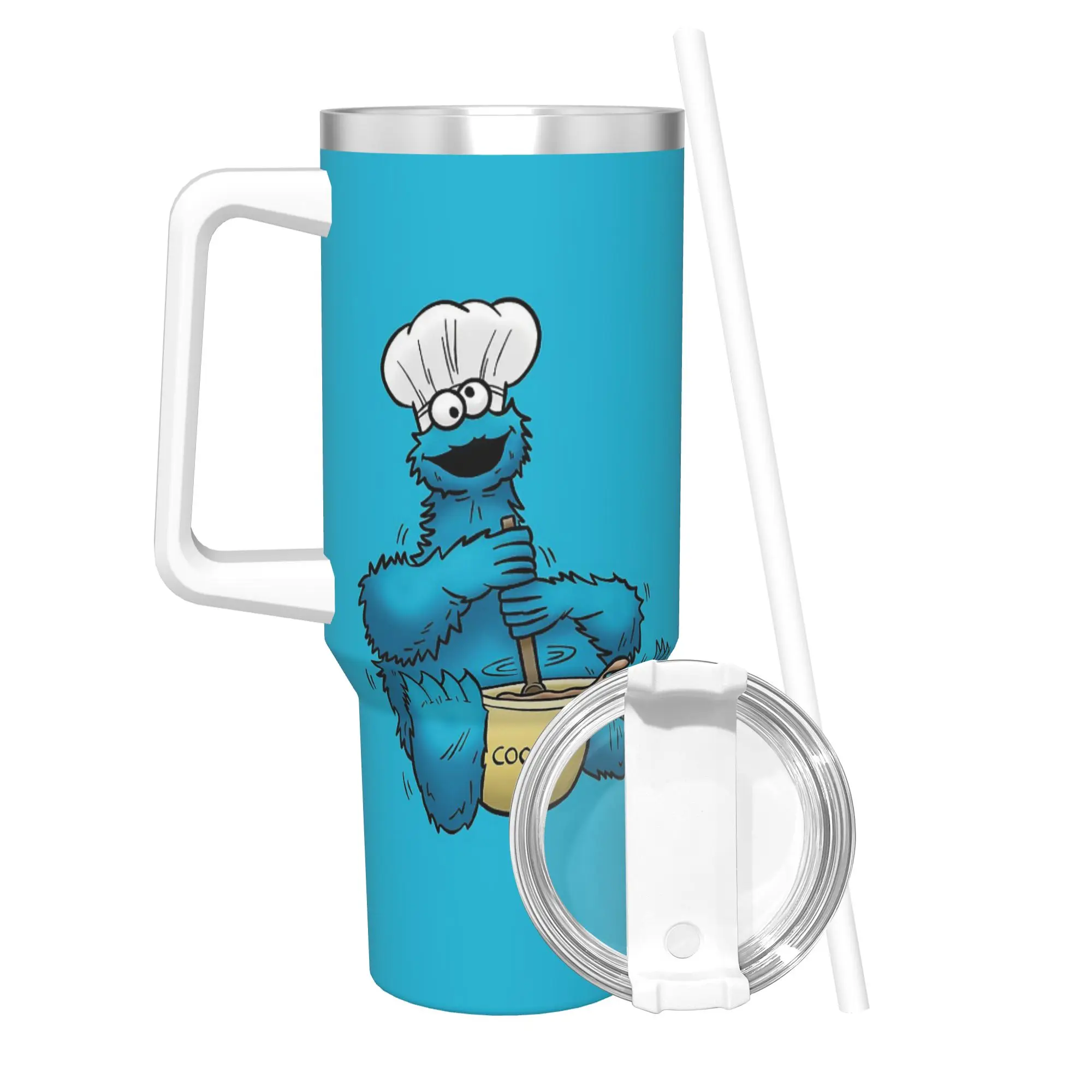 Stainless Steel Tumbler Cookie Monster Thermal Mug  Portable Cold and Hot Mugs Cup Travel Water Bottle