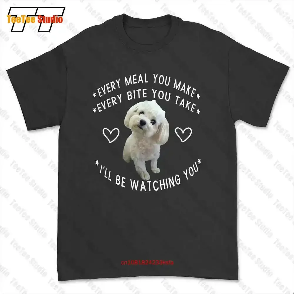 Maltese Dog Watching Owner Puppy Mom Dad T-shirt Tee F3CA