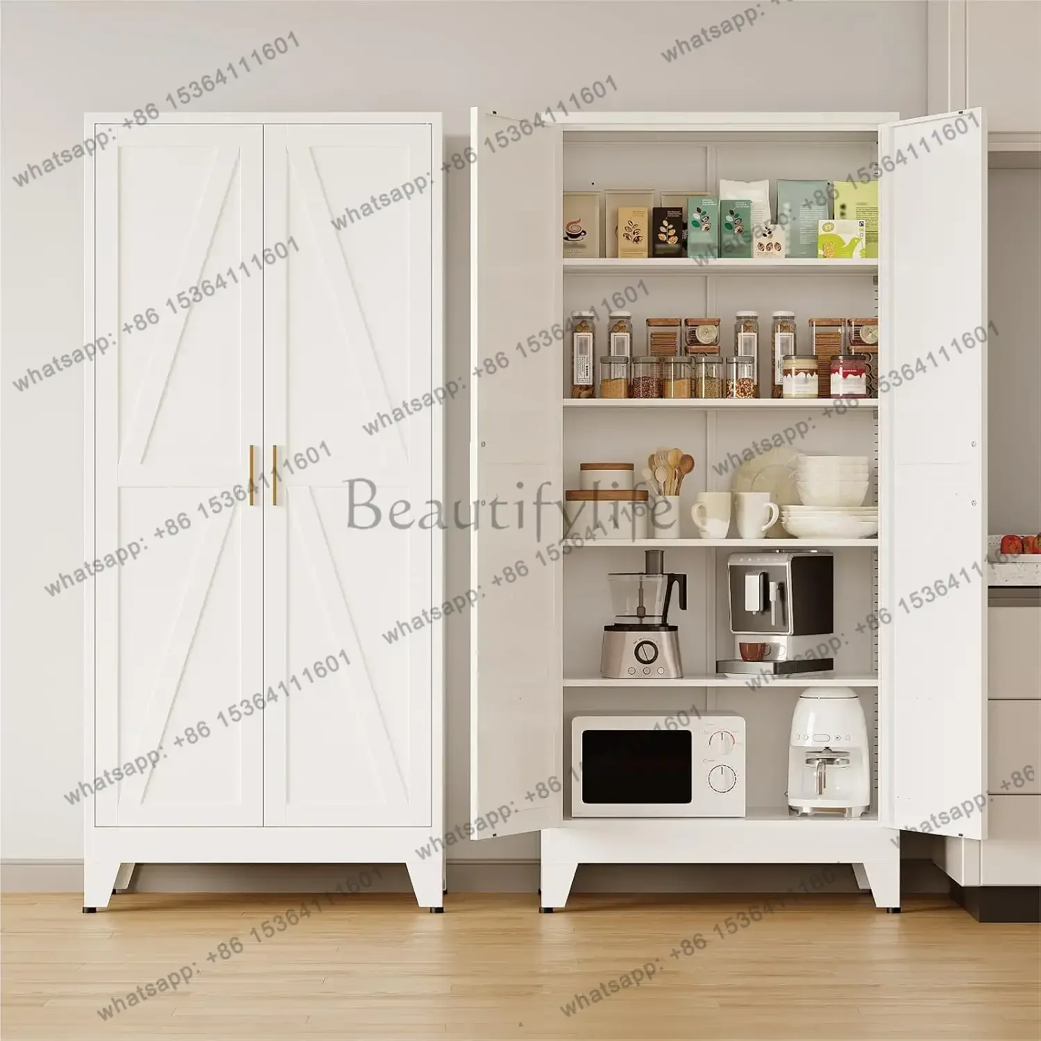 Factory Direct 71'' Tall Metal Storage Cabinet, Farmhouse Kitchen Pantry Cabinet With Doors And 4 Adjustable Shelves, , Customiz