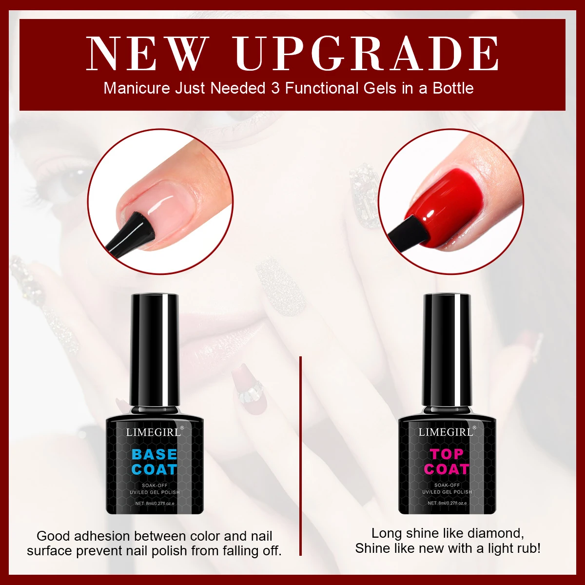 ชุดยาทาเล็บเจล LIMEGIRL 8 ชิ้น สำหรับคริสต์มาส พร้อมกล่องฮาโลวีน ยาทาเล็บเจลกึ่งถาวรแบบแช่ล้างออกได้ พร้อมเบสโค้ทและท็อปโค้ท