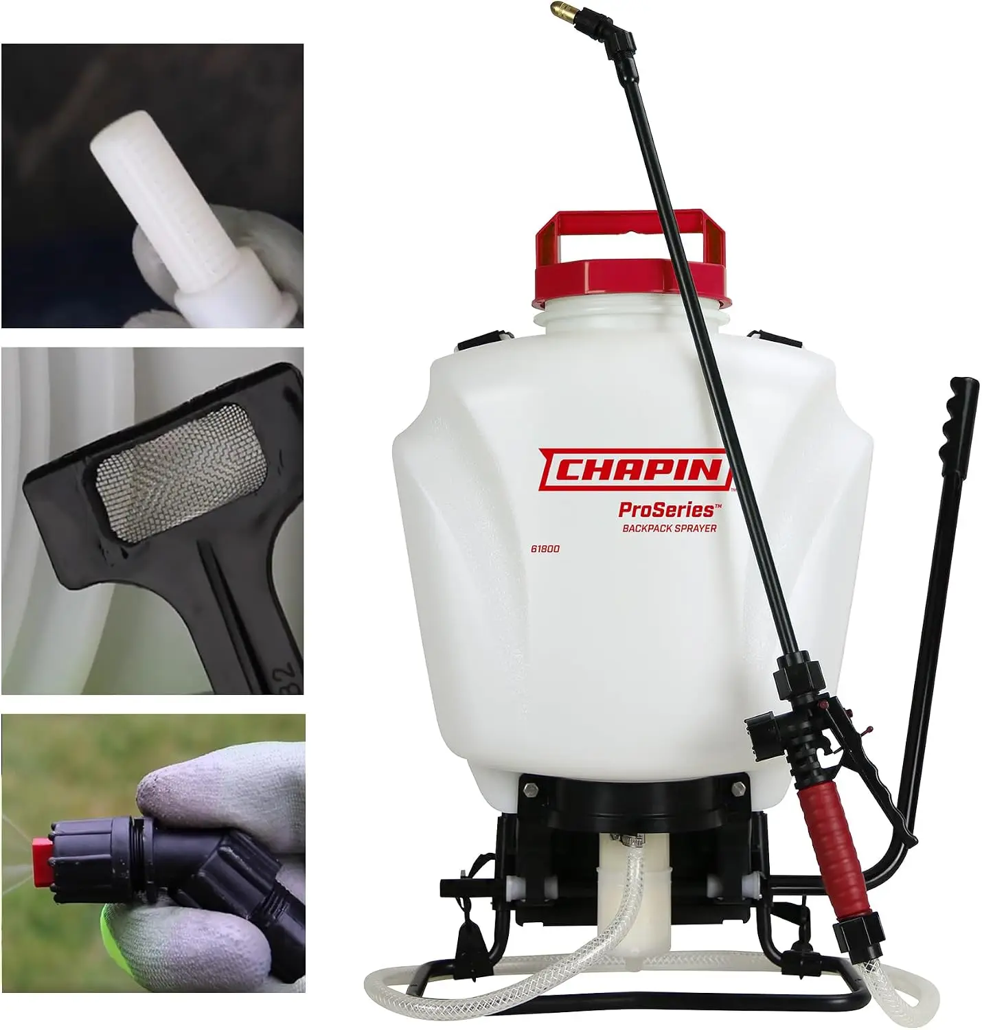 4 Gallon ProSeries Backpack Sprayer 3 Stage Filtration Chemical Resistant Poly Tank Adjustable Brass Poly Fan Nozzles Precise La