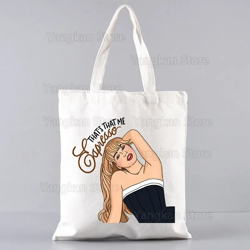 Sabrina Carpenter Short N' Sweet Women Handbags Canvas Tote Shopping Bags Reusable Shopping Bag Eco Foldable