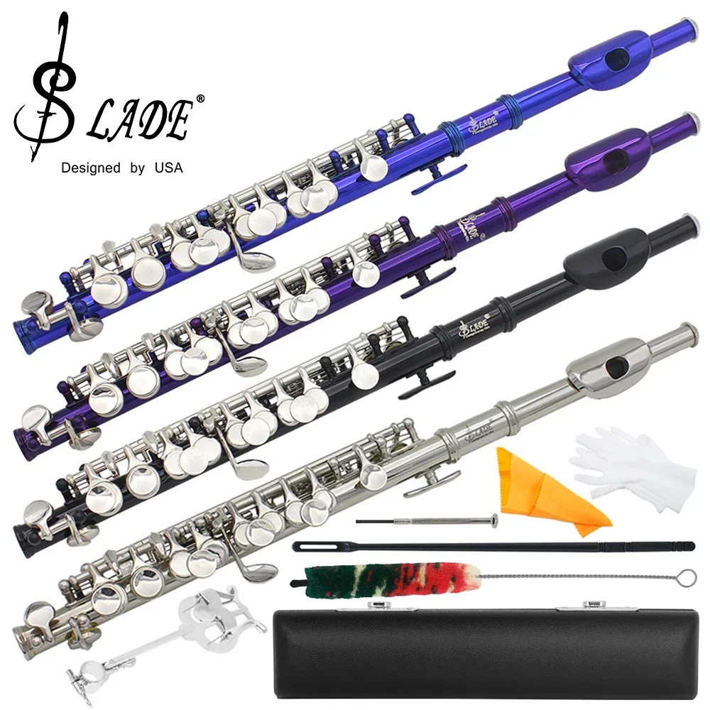 SLADE 16 Holes C Key Piccolo Cupronickel Body Half-size Flute Piccolo Woodwind Instrument With Case Music Stand Cleaning Set