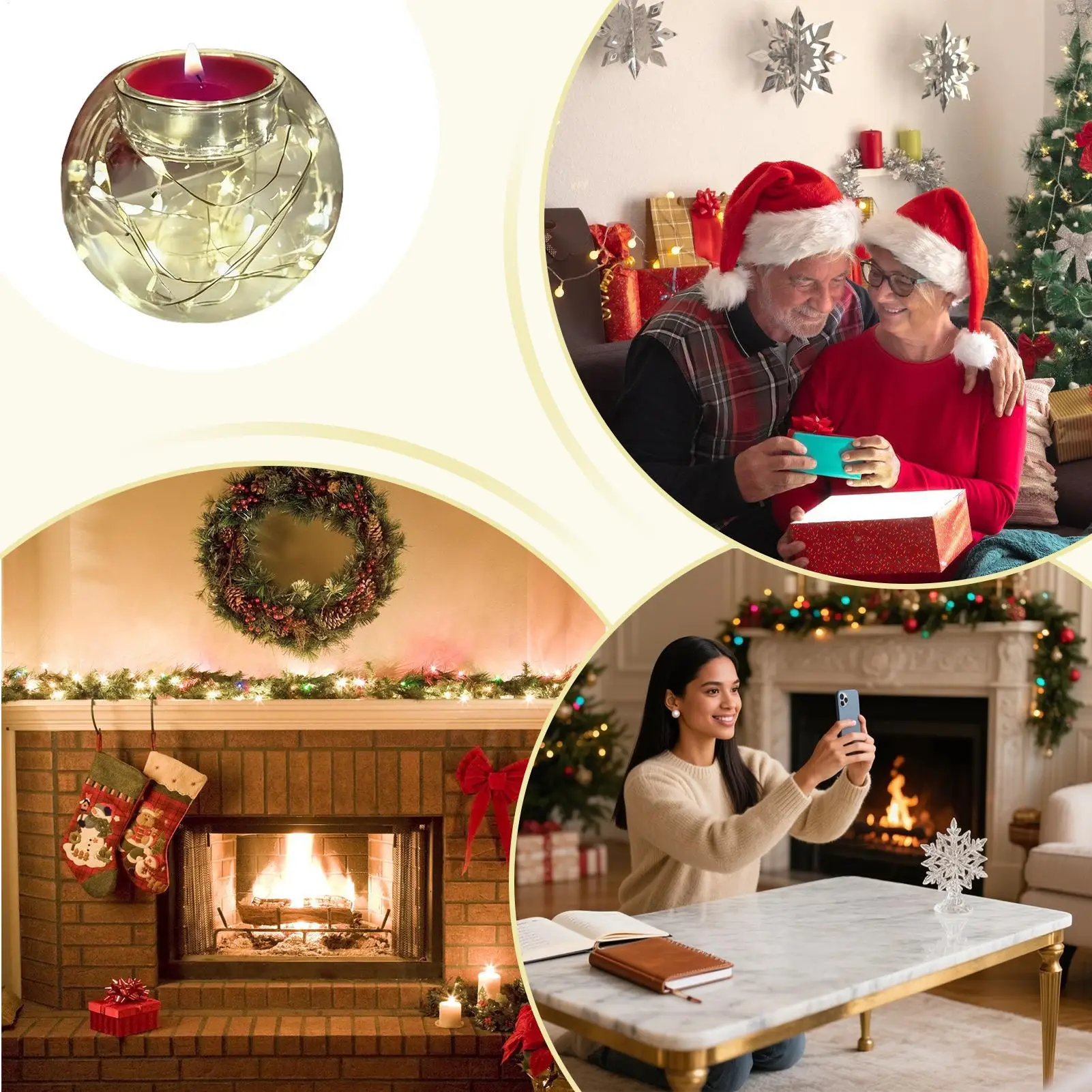 Glass Tealight Candle Holder Translucent Decor For Festive Table Centerpiece Christmas Tea Lights Candle Holder For Party Tree - Image 5