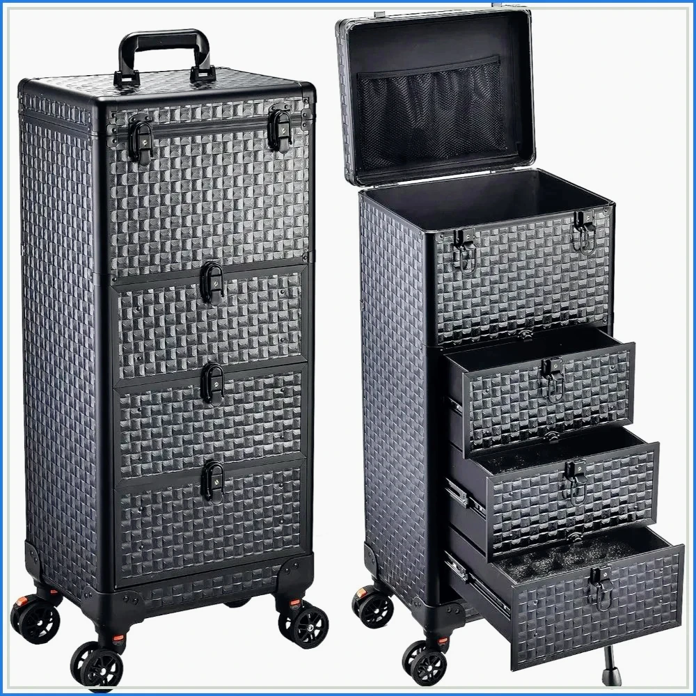 Salon Cart with 3 Drawers Rolling Trolley for Nail Tech Makeup Artist Hairstylist