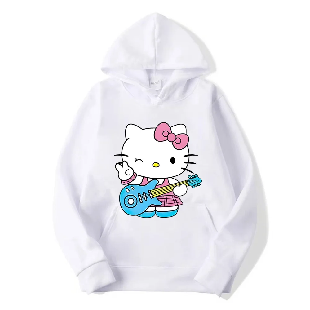 2024 New Fashion Women Hoodie Hello Kitty Kuromi Family Cartoon Anime Men Pullover Spring Autumn Couple Sweatshirt Clothes Tops