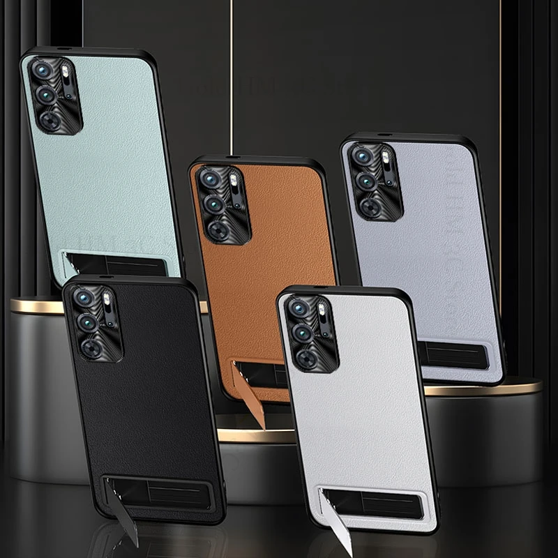 For ZTE nubia Red Magic 9 Pro Plus Phone Kickstand Leather Case Nubia Red Magic 9 Pro Alloy Lens Protect Invisible Bracket Cover