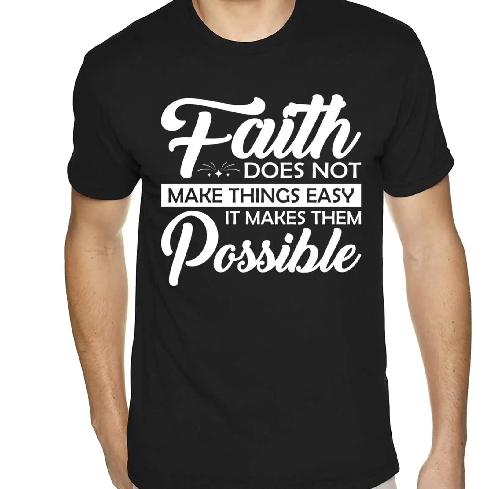 Футболка Faith Make Things Possible Christian с принтом креста и Иисуса, винтажная, дизайнерская, повседневная, эластичная, с эффектом потертости