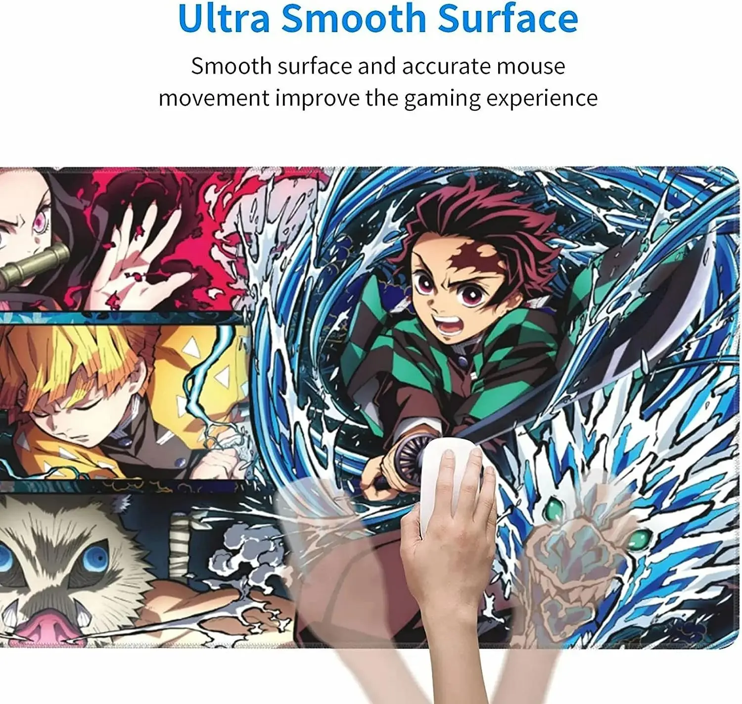 Demon Slayer Large Mouse Pad for Non Slip Rubber Gaming Anime Mouse Pad with Stitched Edges for Computer Office Work (80cm*30cm)