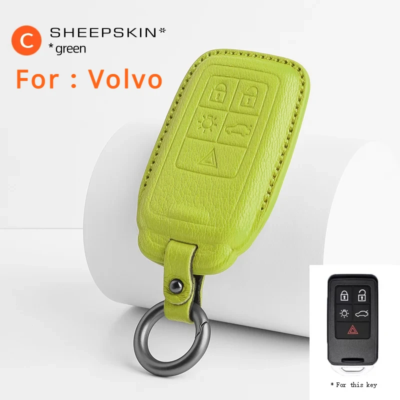 

Sheepskin Car Key Fob Case Cover Holder For Volvo XC60 V60 S60 XC70 V40 Smart Remote Auto Key Car Accessories with Keychians