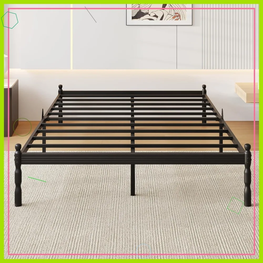 

14 Inch Queen Bed Frame with Mattress Stopper, Metal Platform, Easy Assembly, Heavy Duty, Noise Free