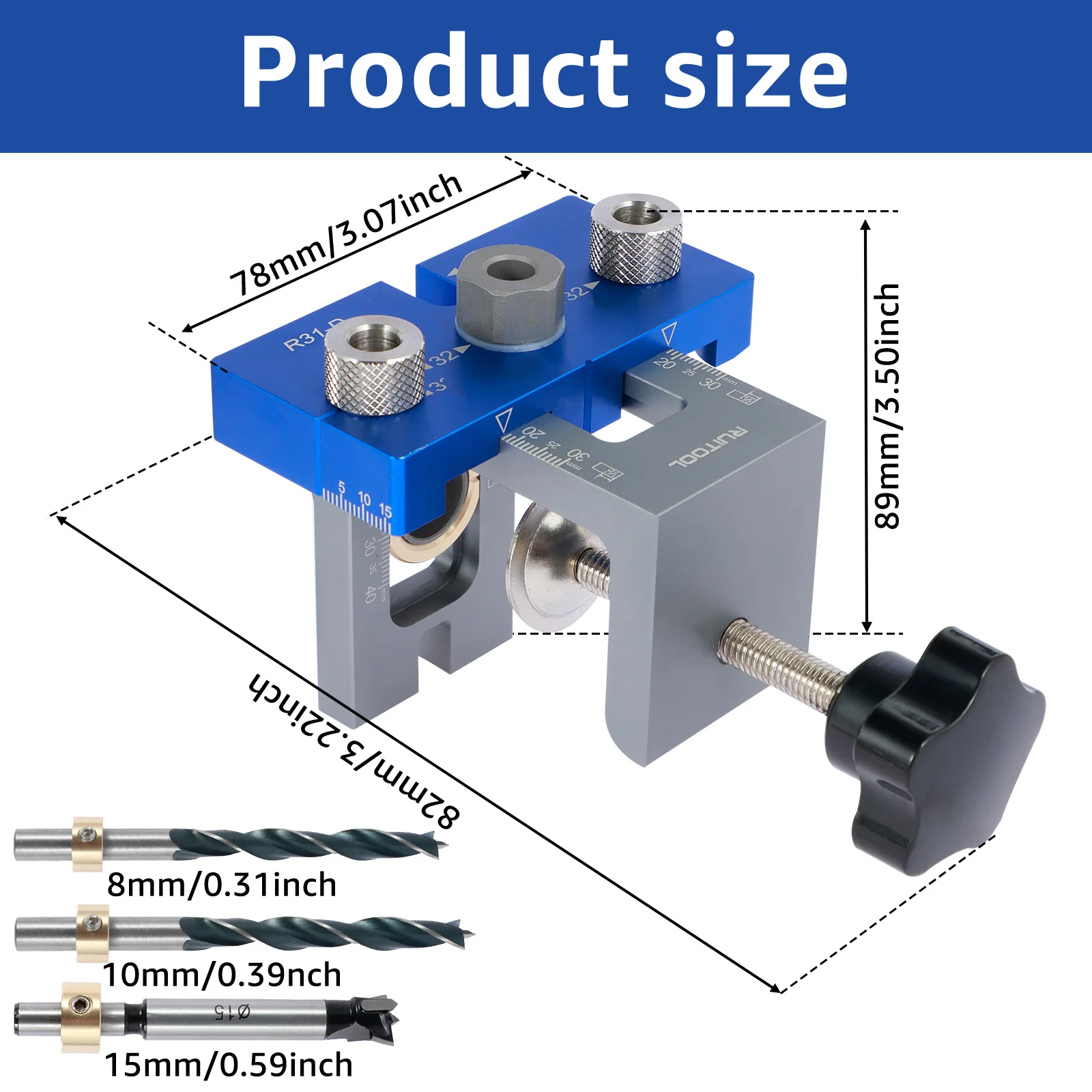 High Precision Jig Doweling Jig Kit 3 in 1 Drill Hole Jig 8MM 10MM 15MM Wood Hole Drilling Guide Woodworking Position DIY