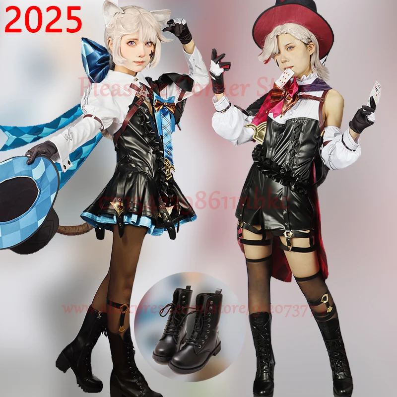 Кожаная версия 2021, костюм для косплея Lyney Lynette, полный комплект Genshin Impact Lynette Lyney, костюм для косплея, униформа, платье, наряды