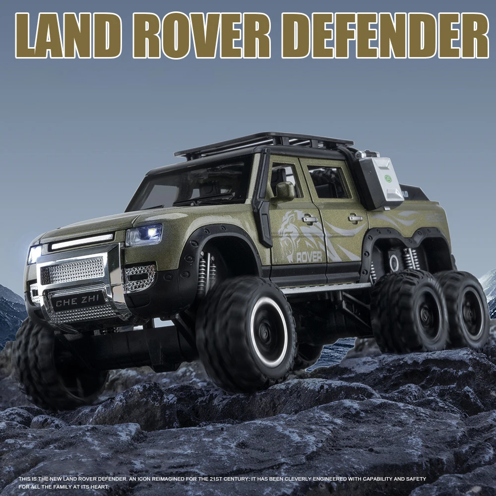 1:24 Defender Flying Huntsman 110 6X6 Alloy Model Car Toy Diecasts Metal Casting Sound and Light Car Toys For Children Vehicle