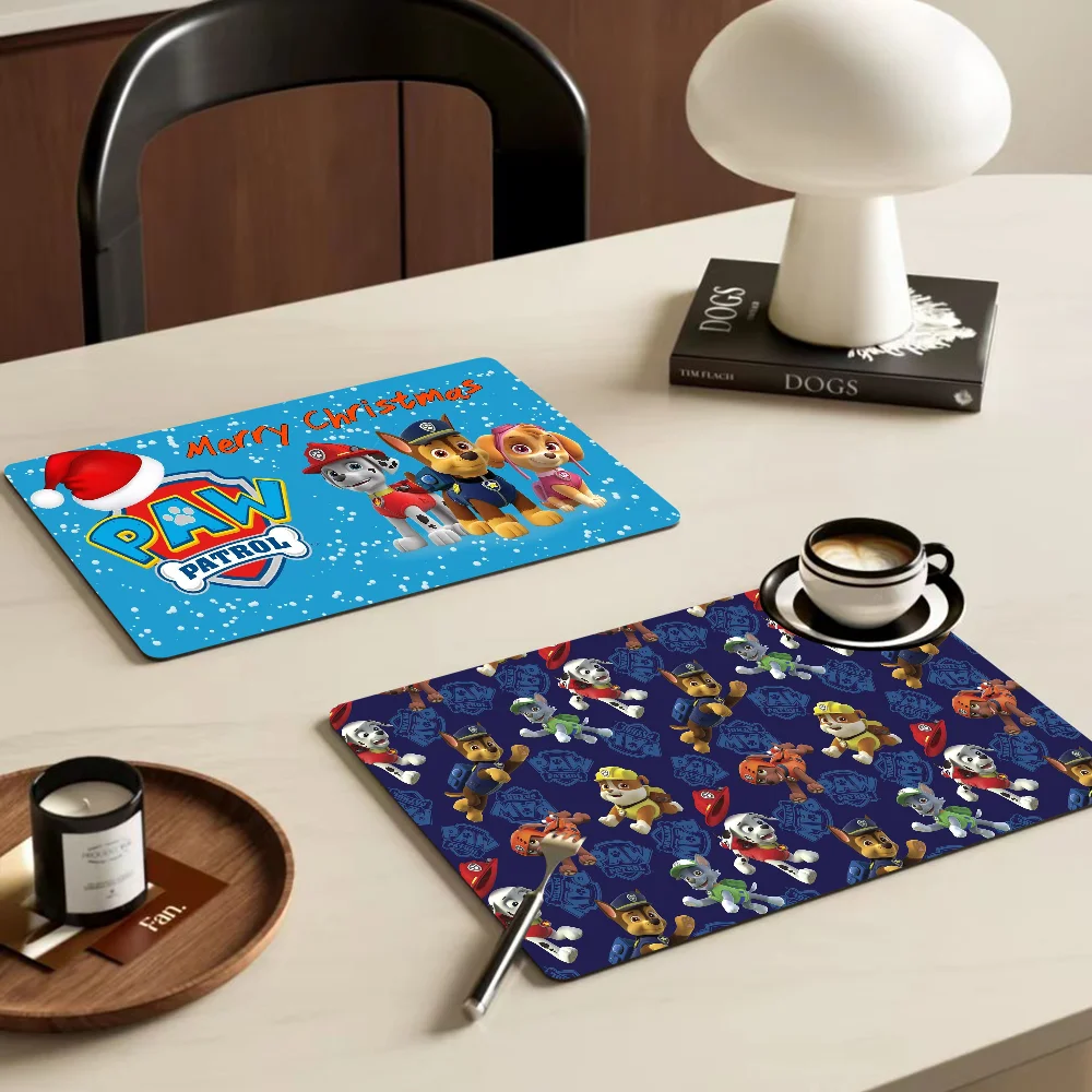 Cute P-Paws Cartoon P-Patrols Absorbent Drain Mat Countertop Dry Mats Printed Machine Pad Kitchen Table Tableware Placemats