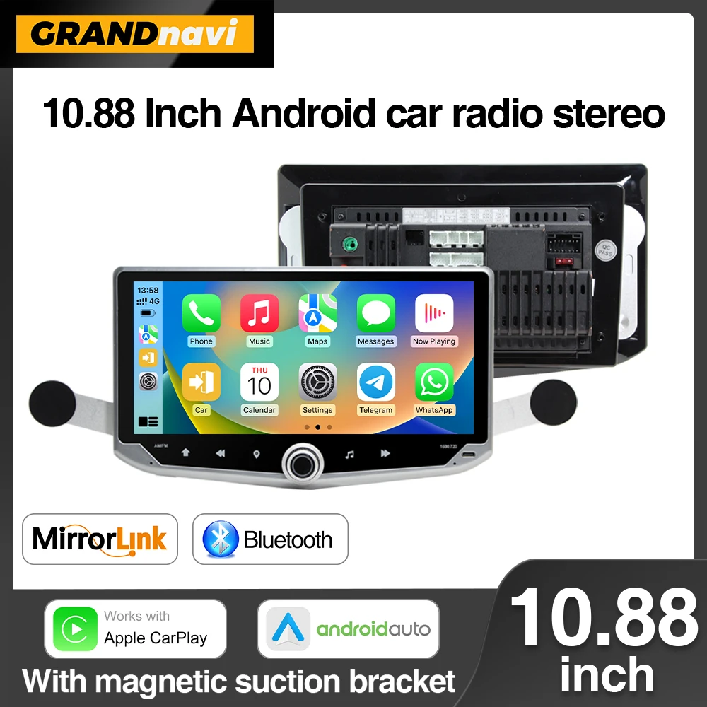 10.88 polegadas android 13 rádio do carro estéreo multimidia 4g sem fio carplay android auto com suporte móvel tipo-c carregamento wifi gps