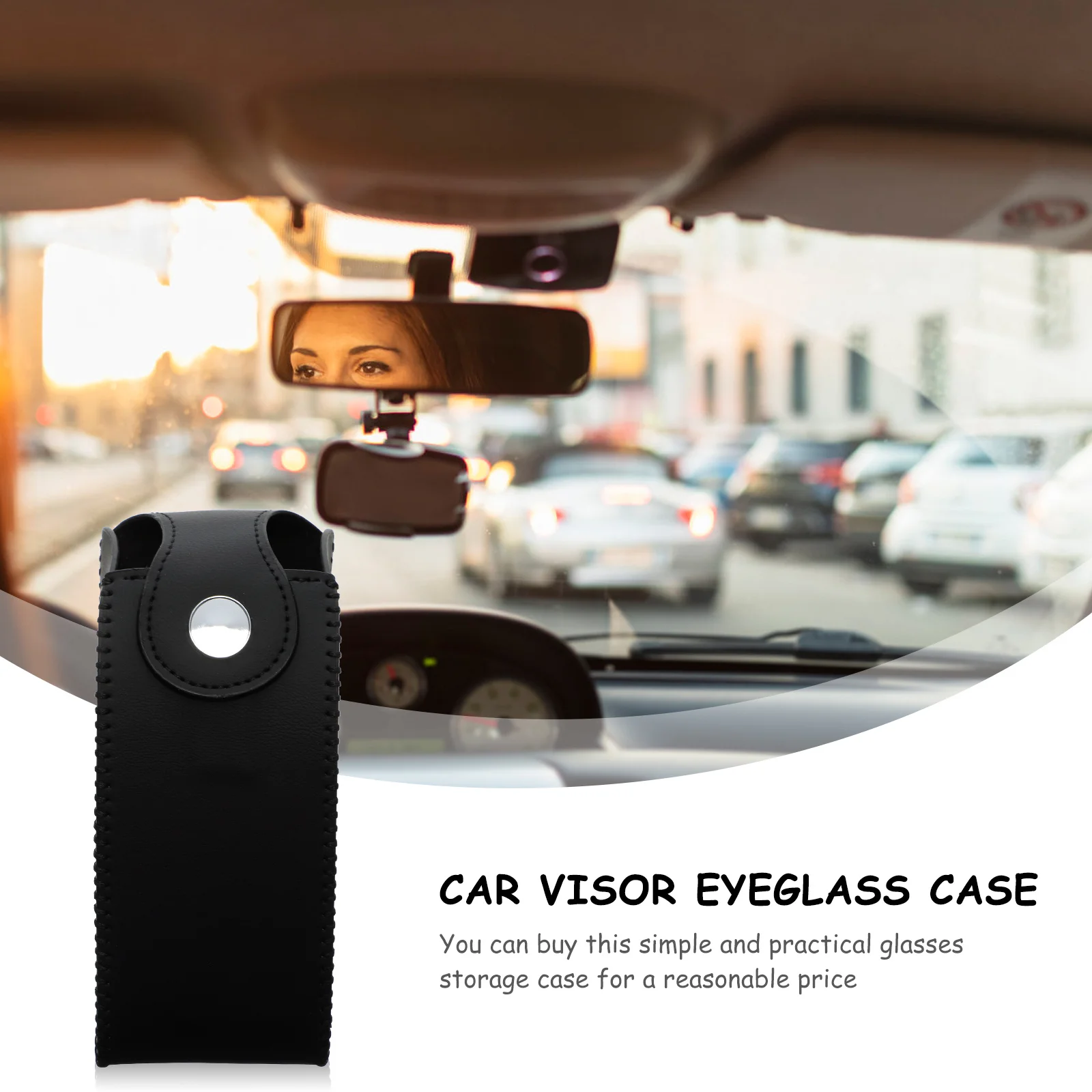 

1pc Car Glasses Case PU Eyeglass Holder Sunglasses Storage Organizer Visor Box Durable Stylish Simple Affordable