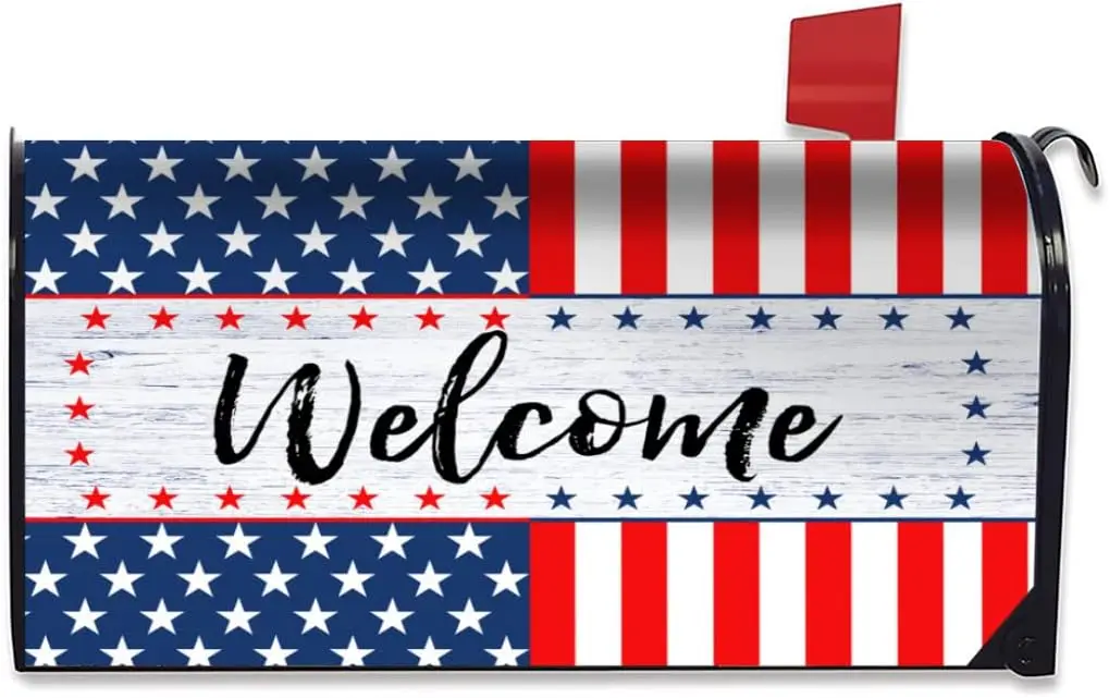 Welcome Mailbox Covers American Flag Patriotic Mailbox Cover Magnetic US Independence Day 4th of July Mailbox Covers Garden