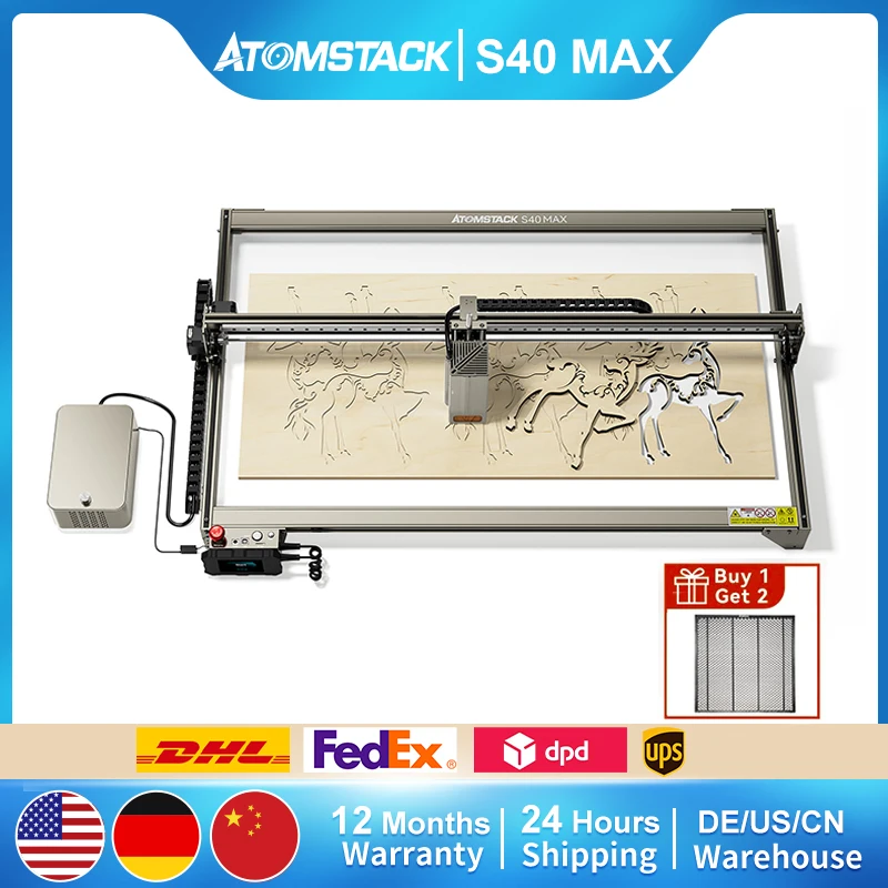 

ATOMSTACK A40 S40 Max 210W Laser Engraving Cutting Machine 850x400mm with Dual Air Assis 48W Laser Output CNC Engraving Metal