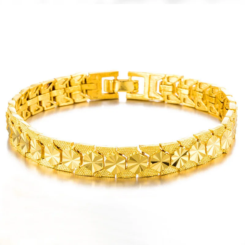 Luxury 24K 9999 Pure Gold real gold Women's 8mm rice chicken heart frosted bracelet