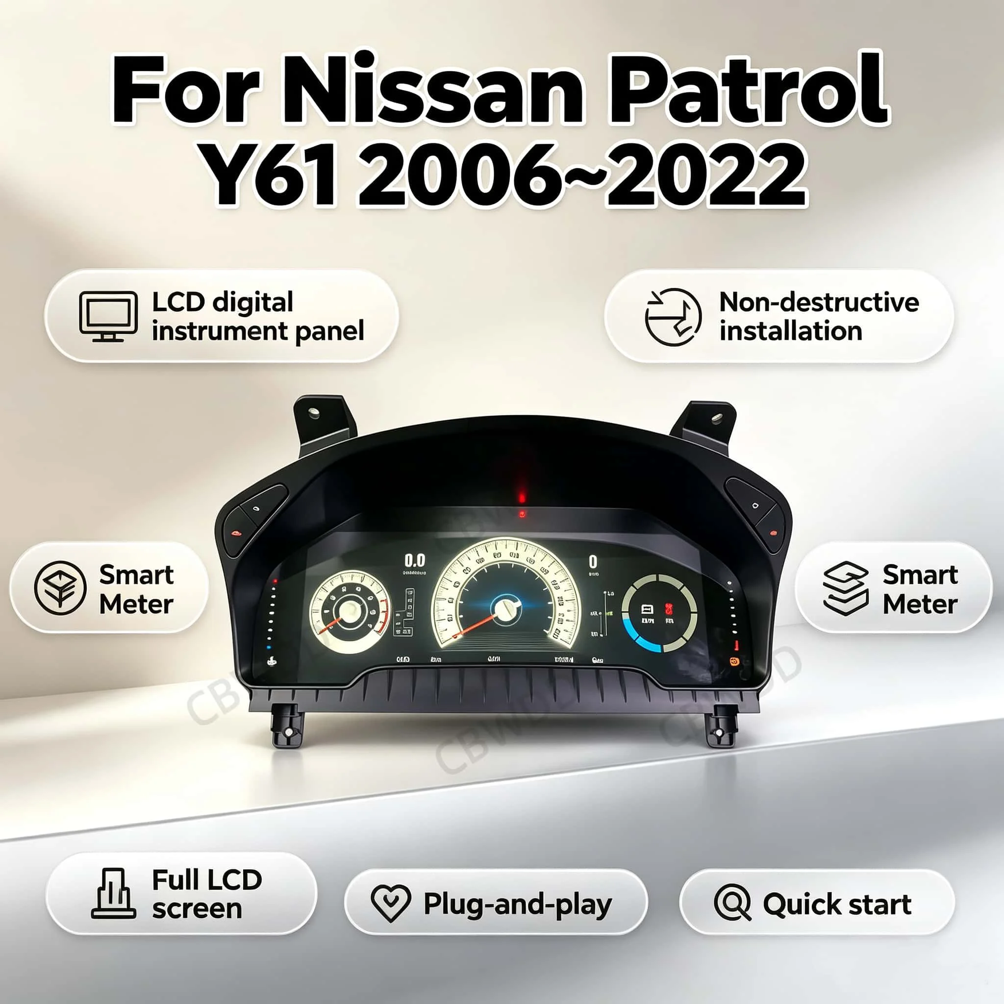 For Nissan Patrol Y61 2006~2022 Speed Meter Car LCD Cluster Instrument Panel Multimedia Player Dashboard Modification