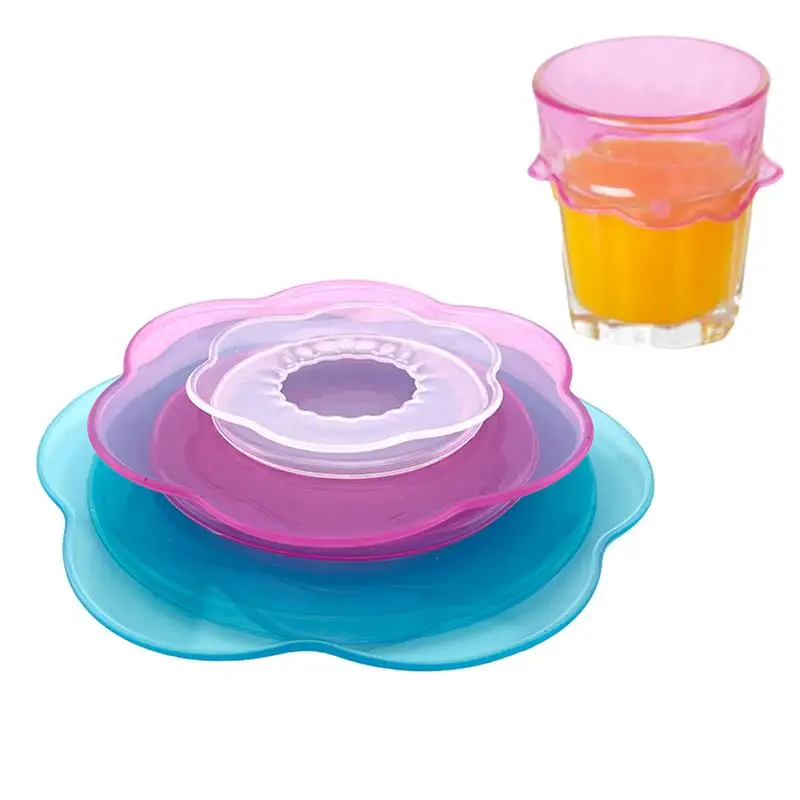 Silicone Stretch Lids Set Reusable Food Petal-Shaped Bowl Covers Round Petal-Shaped Elastic Food Container Fresh-Keeping Cover