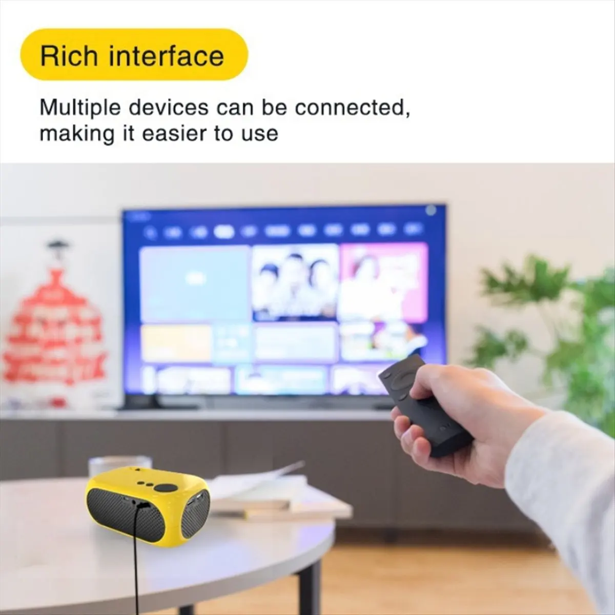 

(ABGQ) Портативный мини-проектор 360P LED с проводным подключением для мобильных телефонов, со встроенным динамиком и пультом дистанционного управления, для кемпинга на открытом воздухе, с вилкой стандарта ЕС