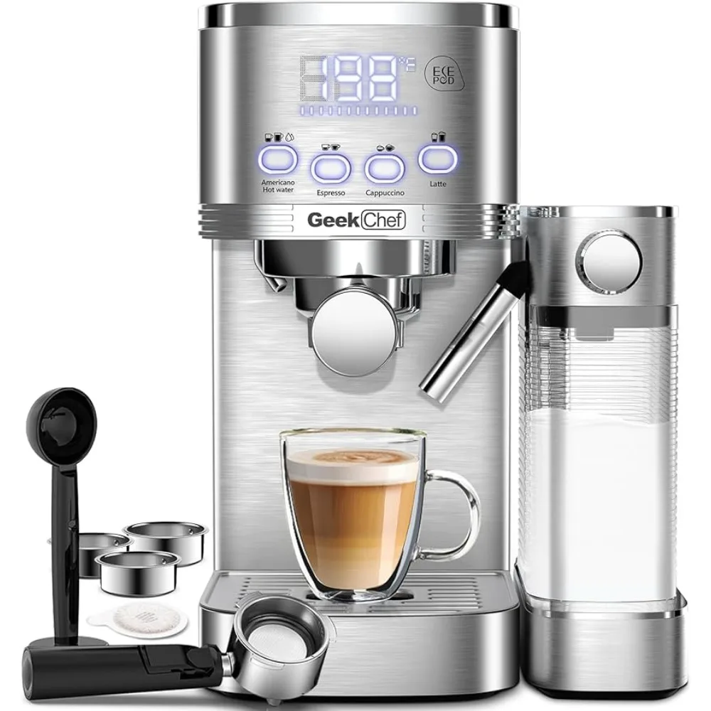 

Espresso Maker Gift for Coffee Lover Stainless Steel With ESE POD Filter for Cappuccino or Latte Machine Electric Portable Home