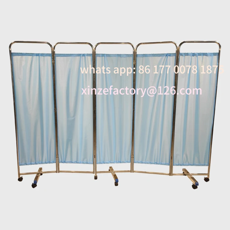 Customizable Portable Mobile Privacy Clean Dustproof Stainless Steel Hospital Medical Ward Screen with Casters
