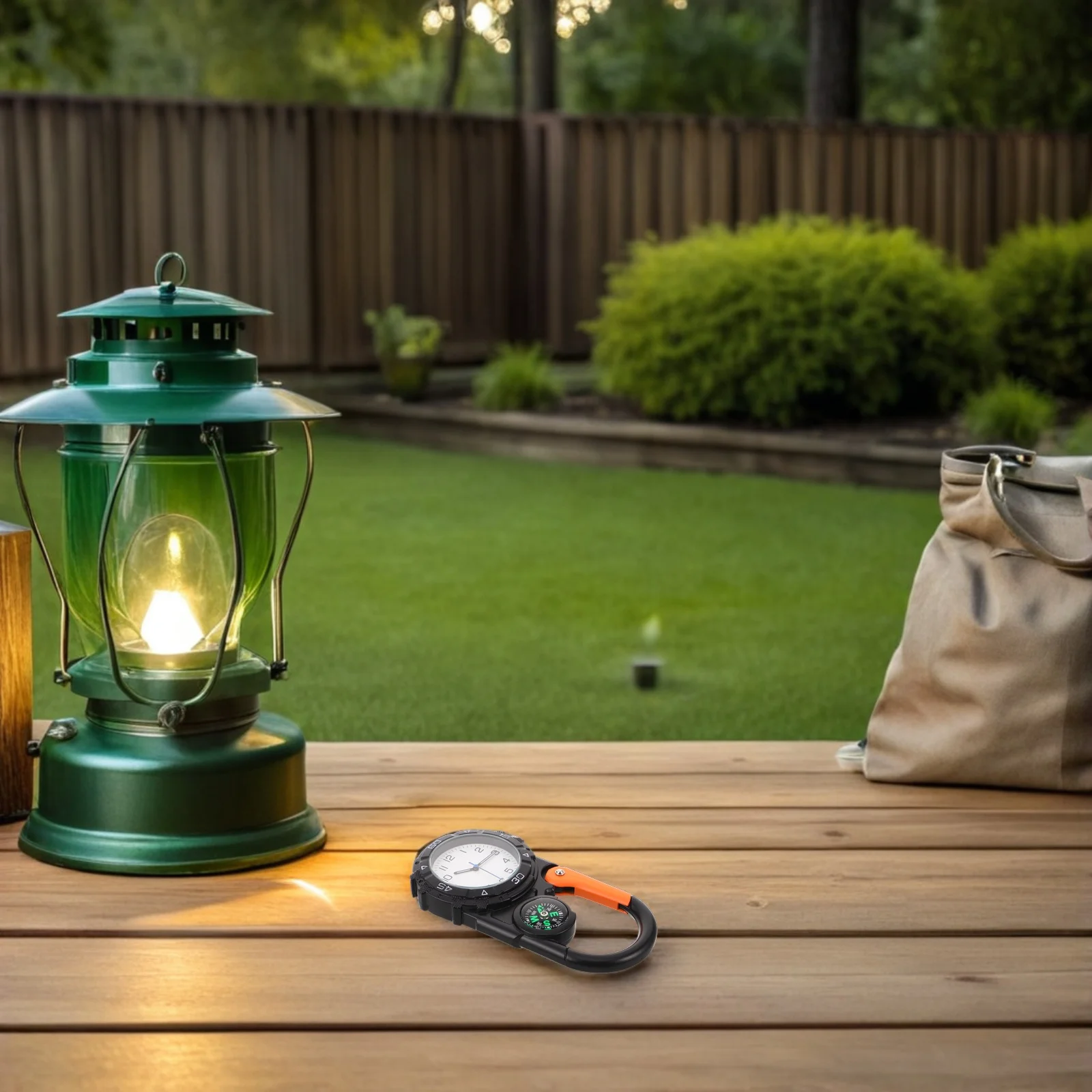 

Outdoor Compass Watch Black Clip-On Quartz Fob For Hiking Backpacking Mountaineering Survival Gear Metal Carabiner Pocket