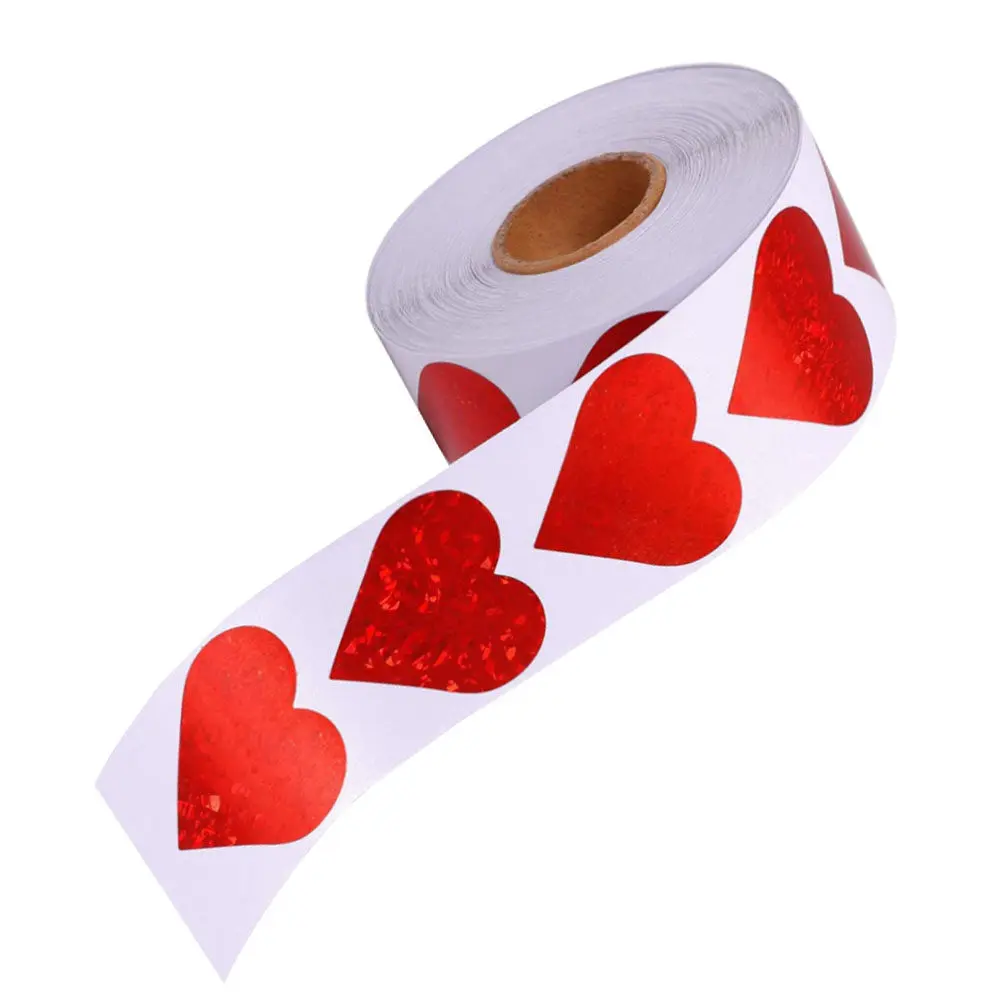 500Pcs Heart Shaped Self-Adhesive Sealing Stickers Roll Valentine's Day Decorative Labels for Gift Bags Envelopes Scrapbooks