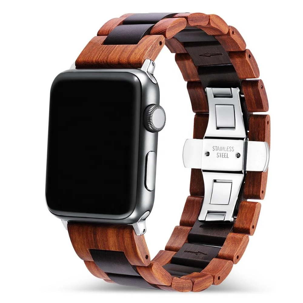 For apple watch band 44mm 42mm 40mm 38mm correa Natural Wooden bands for iwatch Series 5 4 3 2 strap watchbands Link bracelet