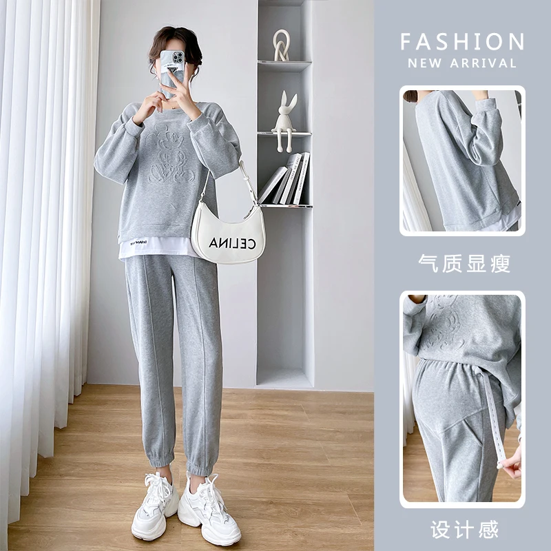 209 frühling Herbst Sport Casual Baumwolle Mutterschaft Kleidung Sets Sweatshirt Bauch Hosen Anzüge Kleidung für Schwangere Frauen Schwangerschaft