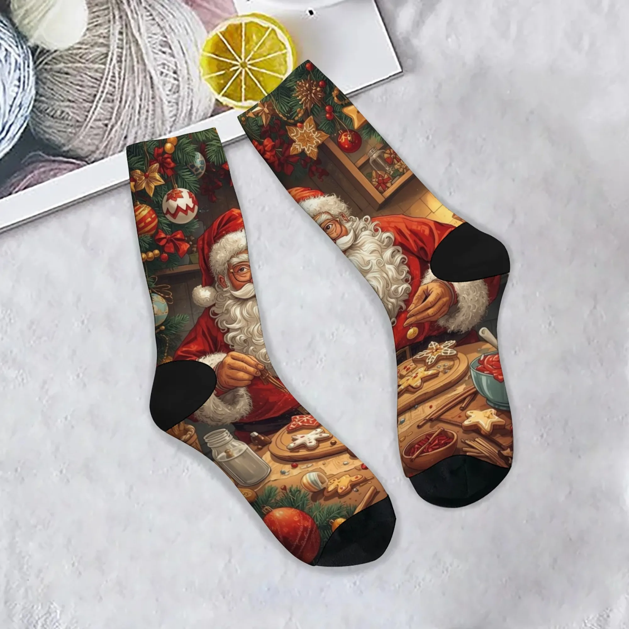 مضحك الكرتون سانتا كلوز الرجال الجوارب Harajuku نمط الجدة الهيب هوب سعيد طاقم الجوارب الرجعية موضة الجوارب غير رسمية هدية الكريسماس #6