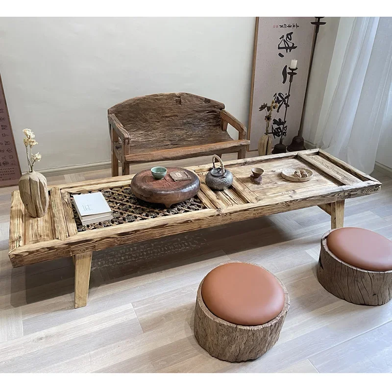 

Tatami Chinese Style Small Coffee Table Log Window Flower Low Table Bay Window Solid Wood Low Table Living Room Tea Table