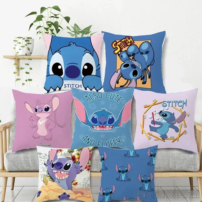 Disney Lilo & Stitch Kids Pillow Cases on Bed Sofa Car Decorative Nap Cushion Cover Boy Girl Birthday Gifts Size 45x45cm