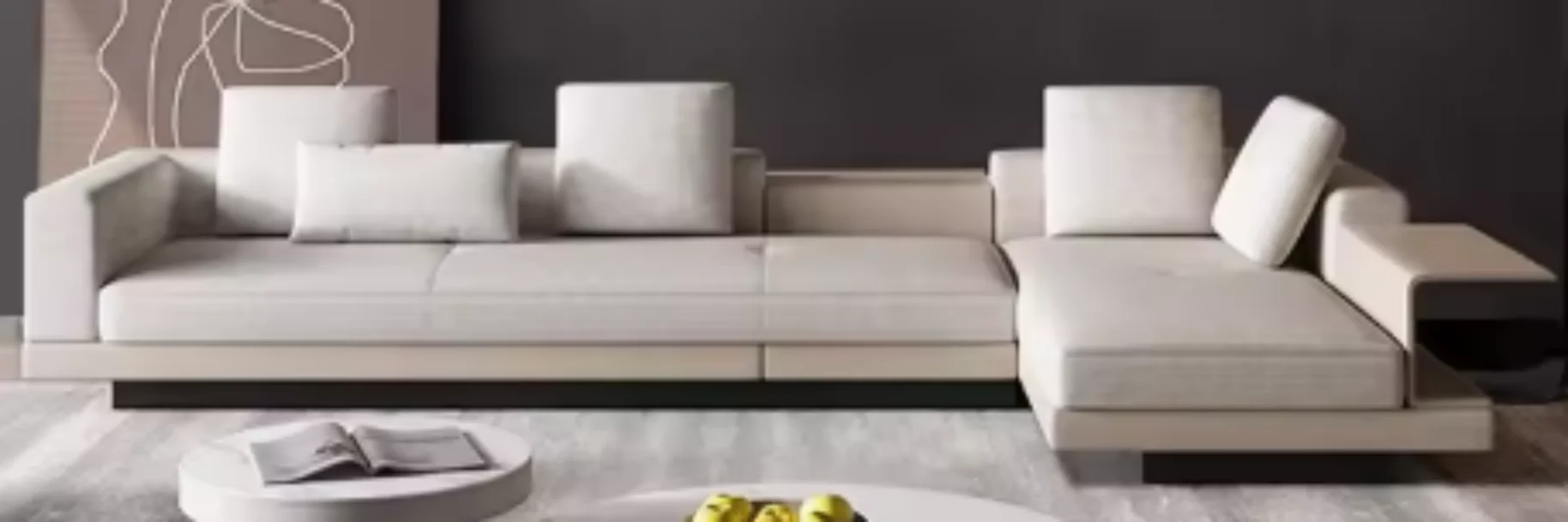 

Shape Corner Italian Fabric Velvet Living Room Furniture Modern Style Sectional Sofa