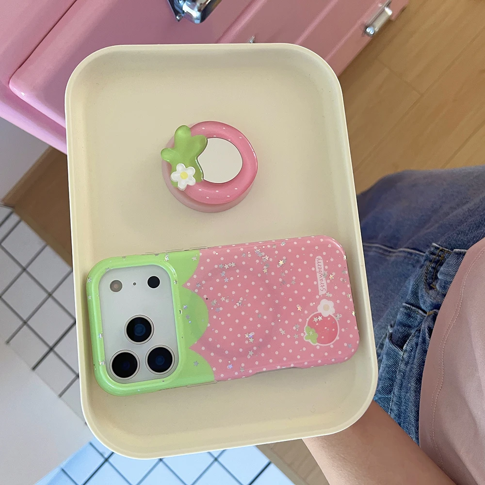 Niedliche Erdbeer-Handyhülle mit Punkten, magnetisch, kompatibel mit iPhone 17 14 15 16 17 Pro Max, kabellose Ladehülle für MagSafe – Detail 17