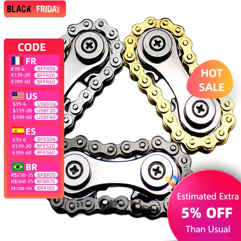 Sprockets Flywheel Fingertip Gyro Fidget Spinner Antistress Anxiety Metal Bike Chains EDC Spinner Fidget Toys For Adult Kids