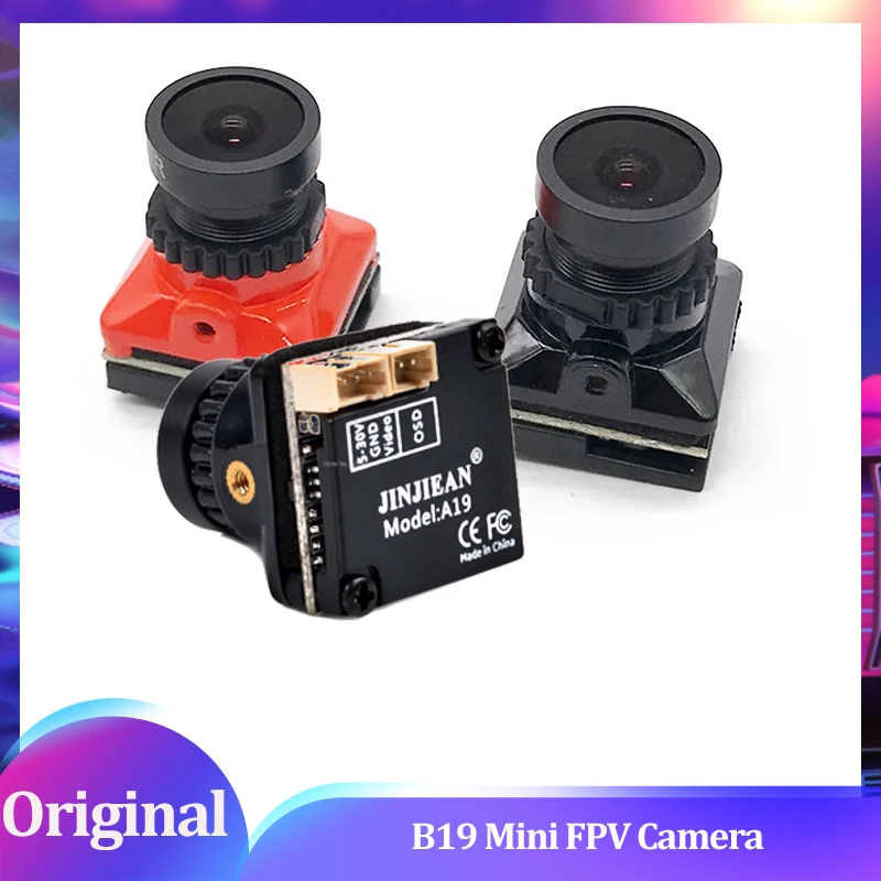 

B19 Mini FPV 19×19mm Camera 1500TVL Resolution 1/3'' CMOS 2.1mm Lens 5-36V Wide Voltage WDR/Low-Lux 19×19mm OSD