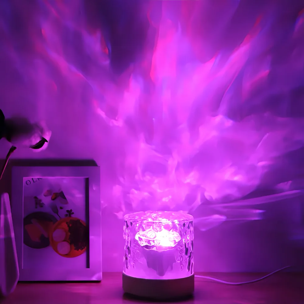 Lampu Riak Air Lampu Proyektor Air Laut Lampu Luminorthe Lumena Dekorasi Kamar Tidur 16 Warna Lampu Malam Api Berputar