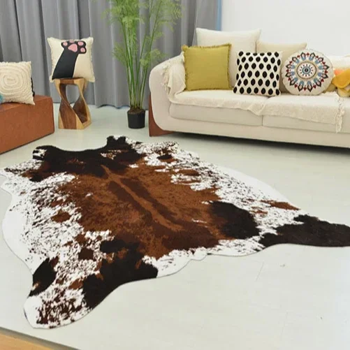 Hottest high-quality 100% polyester faux fur cowhide rug carpet for home